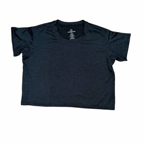Real Essentials Black Crop Top Athletic Short Sleeve T Shirt Women Size S